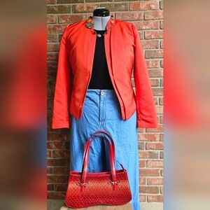 Laura Ashley Orange Blazer Structured Minimalist Design